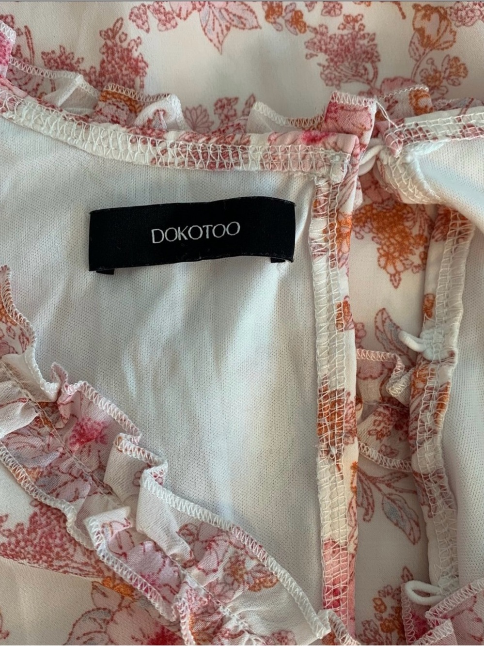 Dokotoo Pink White Floral Ruffle Deep V Neck Mini Dress Plus Size 2XL - Picture 10 of 12